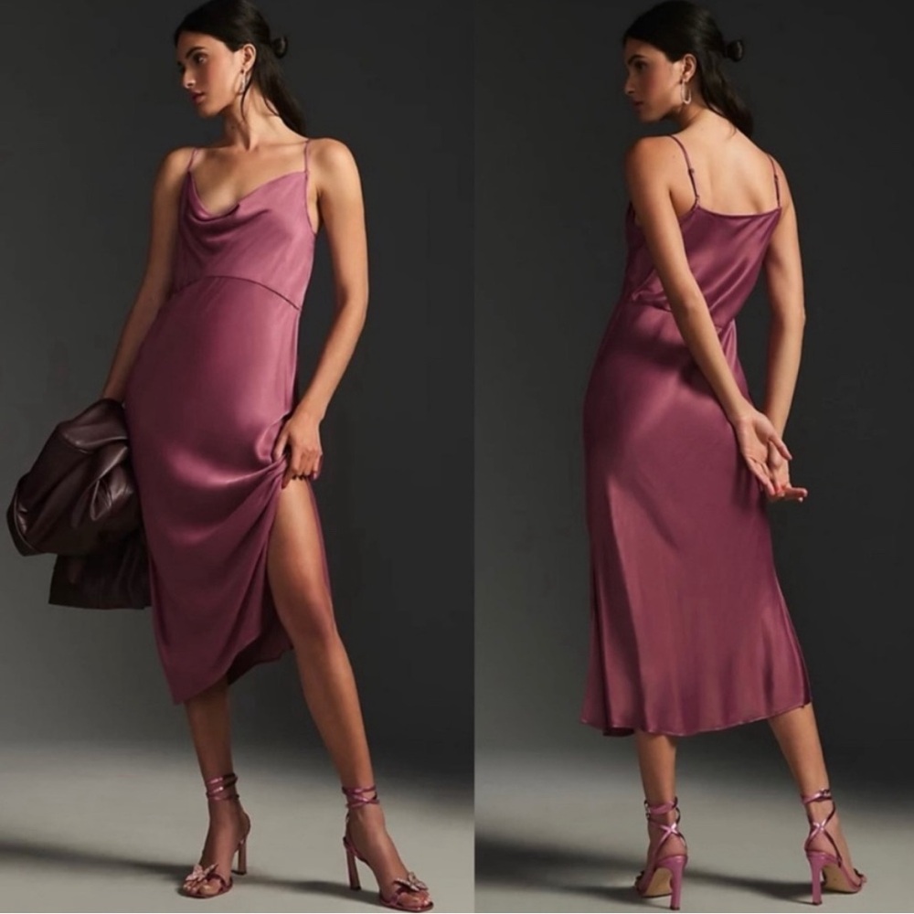 Anthropologie BHLDN Cali Satin Midi Slip Dress